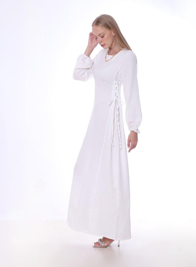 بيبو فستان ساده نسائي بكم _ابيض - Image 2