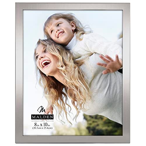 Malden International Designs 8x10 Essentials Matte Silver Metal Fashion Picture Frame - Image 1