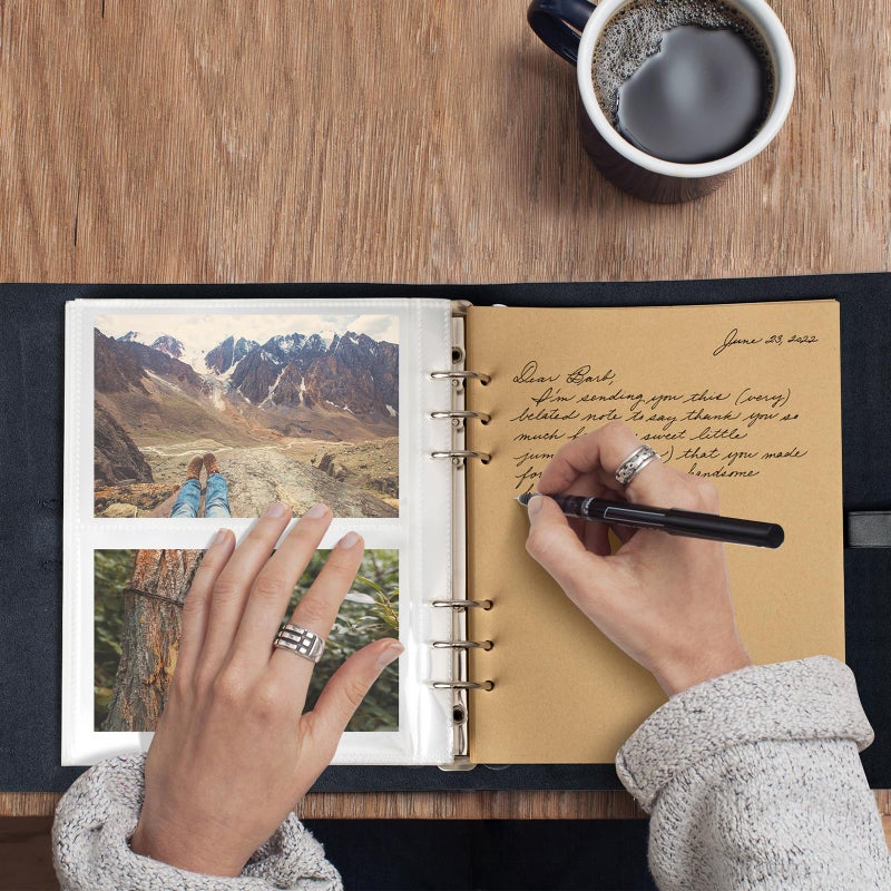 NEONSIGNS Photo Album 4x6 200 Photos  Genuine Leather Photo Albums with Writing Space with 30 Writing Paper  Travel Family Wedding Kids Graduation Ultrasound Baby Picture Album Scrapbook Photo Album(LOVE) - Image 3