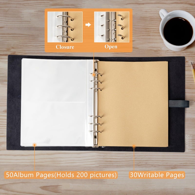 NEONSIGNS Photo Album 4x6 200 Photos  Genuine Leather Photo Albums with Writing Space with 30 Writing Paper  Travel Family Wedding Kids Graduation Ultrasound Baby Picture Album Scrapbook Photo Album(LOVE) - Image 5
