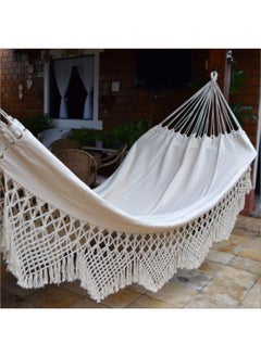 Antikiano Macrame handmade hammock | Outdoor garden furniture | Cotton hammock | Beige handcrafted hammock | Outdoor summer | High quality 200x150 cm hammock  - Image 1