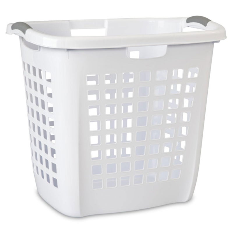 Sterilite Ultra Easy Carry Laundry Hamper, Comfort Handles to Easily Carry Clothes Between the Bedroom and Laundry Room, Plastic, White, 4-Pack - Image 1