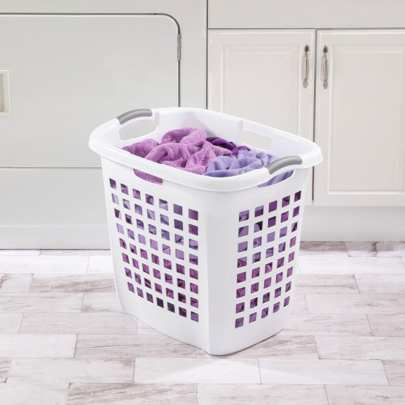 Sterilite Ultra Easy Carry Laundry Hamper, Comfort Handles to Easily Carry Clothes Between the Bedroom and Laundry Room, Plastic, White, 4-Pack - Image 3