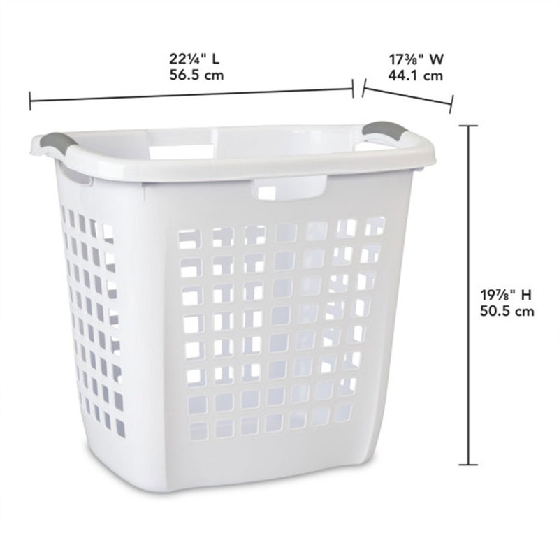Sterilite Ultra Easy Carry Laundry Hamper, Comfort Handles to Easily Carry Clothes Between the Bedroom and Laundry Room, Plastic, White, 4-Pack - Image 2
