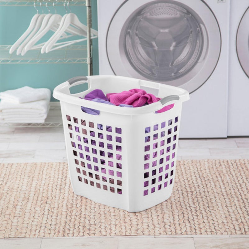 Sterilite Ultra Easy Carry Laundry Hamper, Comfort Handles to Easily Carry Clothes Between the Bedroom and Laundry Room, Plastic, White, 4-Pack - Image 4