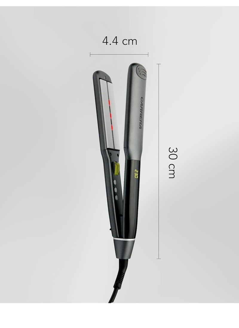 Carrera - CARRERA Hair Straightener – Features LED Temperature Display | Ceramic-Coated Floating Plates | Ionic Generator | Infrared Light | and Adjustable Settings from 100-230°C - (Silver & Black) - Image 1