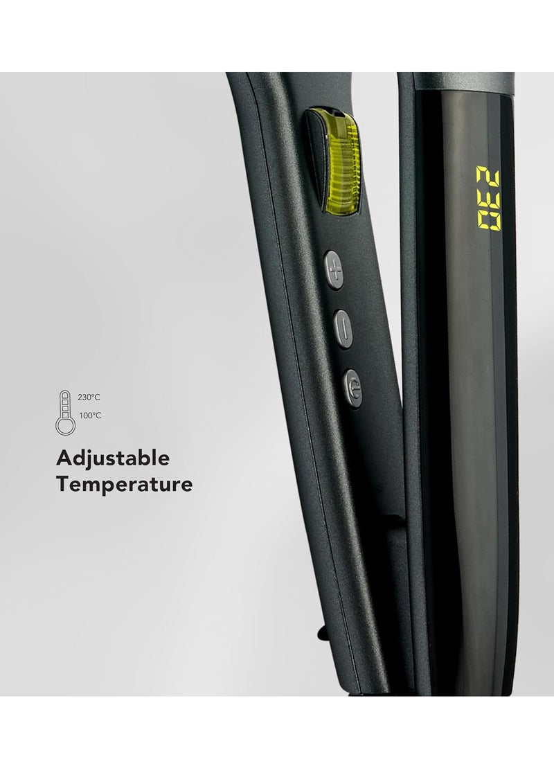 Carrera - CARRERA Hair Straightener – Features LED Temperature Display | Ceramic-Coated Floating Plates | Ionic Generator | Infrared Light | and Adjustable Settings from 100-230°C - (Silver & Black) - Image 1