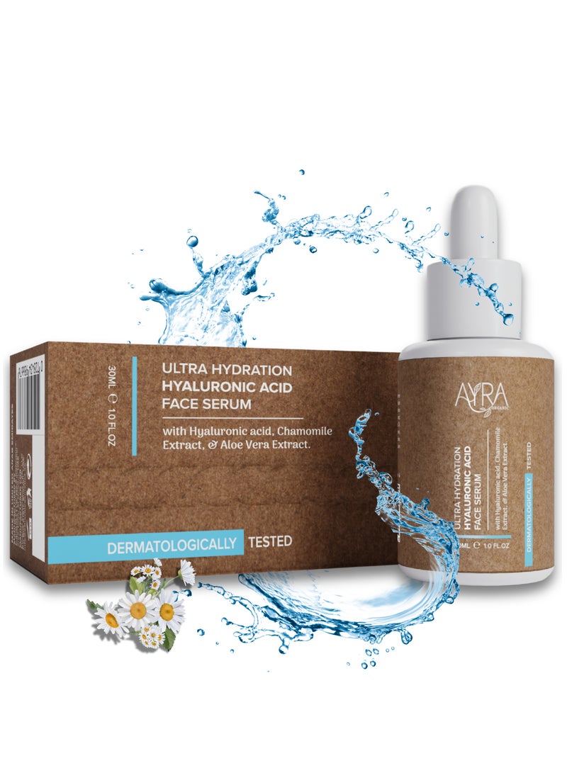 Ayra Organic Ayra Organic Ultra Hydration Hyaluronic Acid Face Serum – 30ml | Moisturizing Serum with Chamomile & Aloe Vera Extract | Ideal for Dry, Dull Skin | Organic & Eco-Friendly Skincare  - Image 1