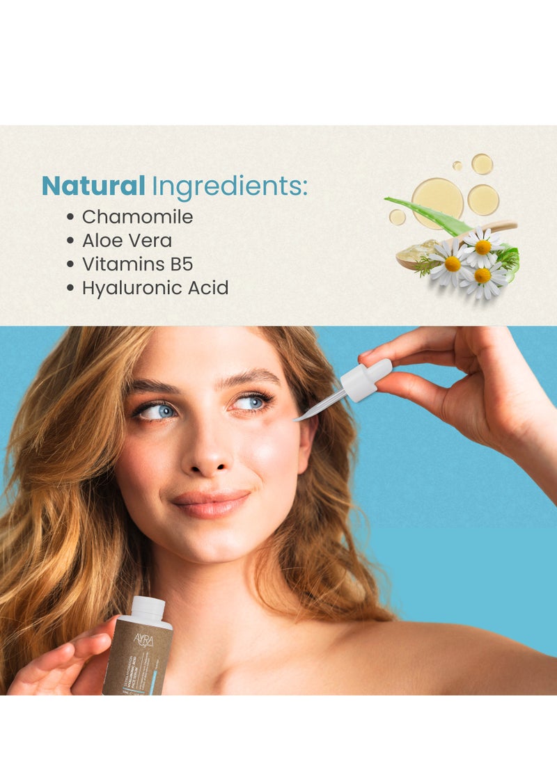 Ayra Organic Ayra Organic Ultra Hydration Hyaluronic Acid Face Serum – 30ml | Moisturizing Serum with Chamomile & Aloe Vera Extract | Ideal for Dry, Dull Skin | Organic & Eco-Friendly Skincare  - Image 3