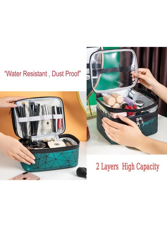 YONIMI Dual Layer Makeup Bag, Makeup Pouch for Women, Cosmetic Bag for Storage of Toiletries and Brushes - 21 x 17 x 15 cm - Image 5