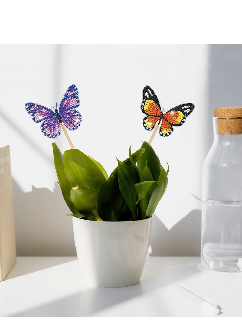 Captaintech Butterfly Diamond Art,  Butterfly Diamond Painting Kits, DIY Butterfly Stakes Diamond Art Kits, DIY Full Drill Diamond Dots Paintings Picture Arts Craft for Home Wall Art Decor 8 Pcs - Image 2