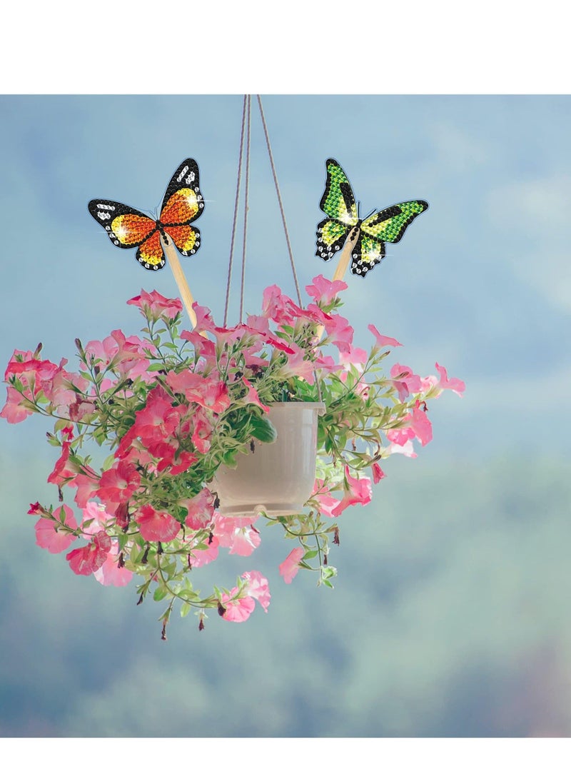 Captaintech Butterfly Diamond Art,  Butterfly Diamond Painting Kits, DIY Butterfly Stakes Diamond Art Kits, DIY Full Drill Diamond Dots Paintings Picture Arts Craft for Home Wall Art Decor 8 Pcs - Image 5