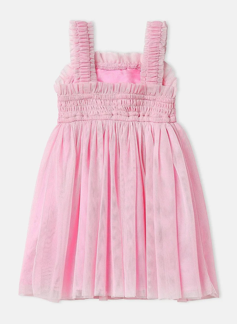 Nautinati Nautinati Girls' Rose Textured Sleeveless Knee Length Frock
