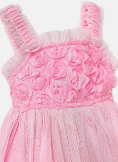 Nautinati Nautinati Girls' Rose Textured Sleeveless Knee Length Frock  - Image 3