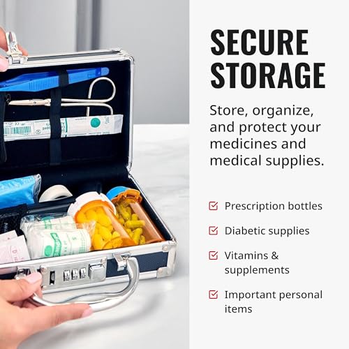 Vaultz Locking Medicine Case with Combination Lock - Portable Lock Box Briefcase for Medications, Cash & Valuables, Organized Storage Case with Handle, 3 Pack - Image 5