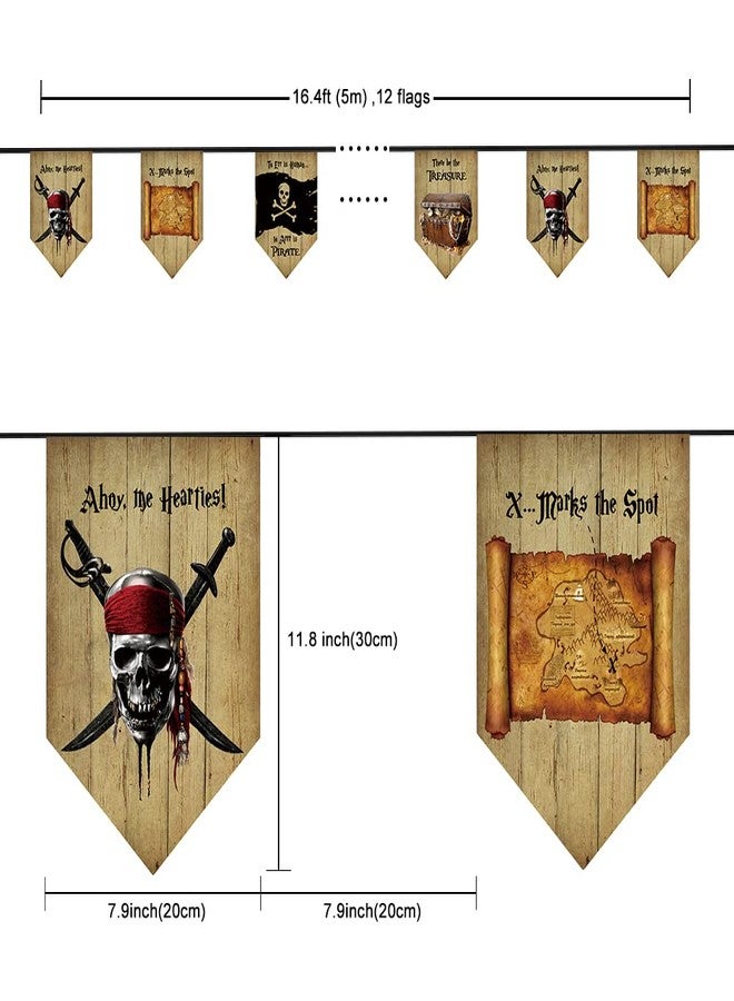 WLWLGLUCK Jolly Roger Pirate Banner - String Flags, Fabric Bunting, Indoor/Outdoor Decorations, Pirate Theme Party Sign - Image 2
