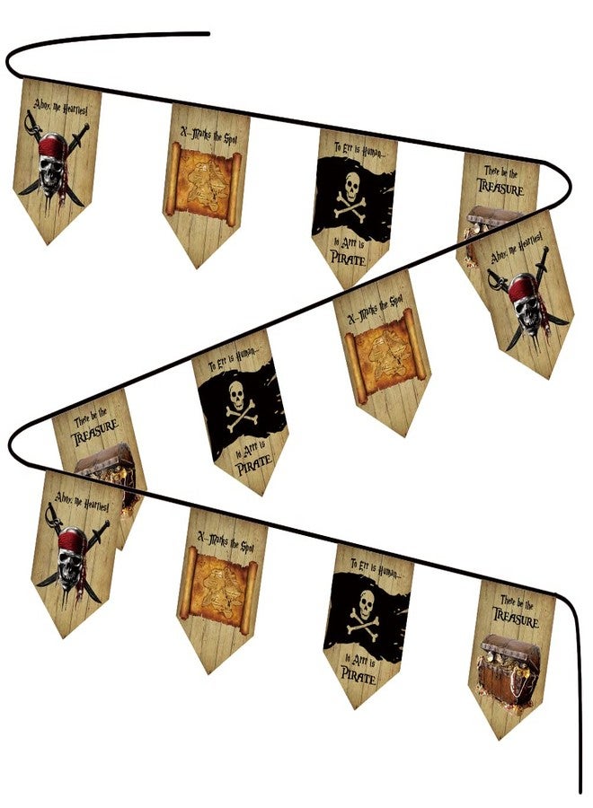 WLWLGLUCK Jolly Roger Pirate Banner - String Flags, Fabric Bunting, Indoor/Outdoor Decorations, Pirate Theme Party Sign - Image 1