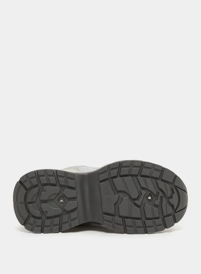 Styli Metallic Panel Chunky Sole Lace-Up Sneakers