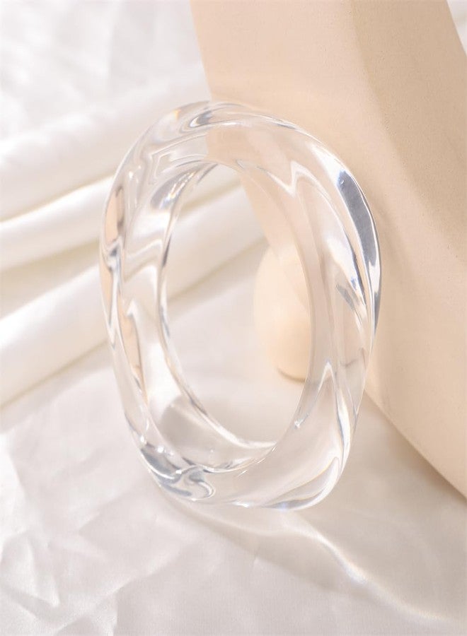 سيثر سوار سيثر عريض من الأكريليك للنساء، سوار ملون غير منتظم كبير الحجم، هدية مثالية للهالوين أو الكريسماس (شفاف) - Image 5