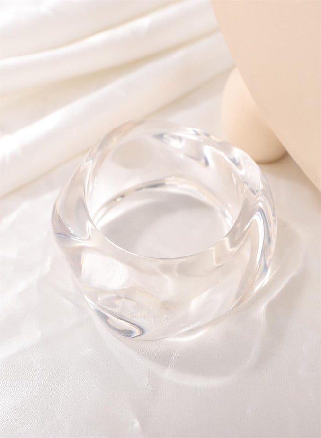 سيثر سوار سيثر عريض من الأكريليك للنساء، سوار ملون غير منتظم كبير الحجم، هدية مثالية للهالوين أو الكريسماس (شفاف) - Image 4