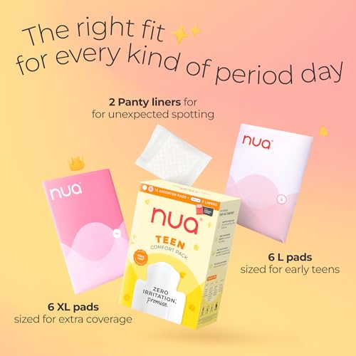 Nua Teen Comfort Sanitary Pads for Teens | Sanitary Pads and Panty Liners | Zero Irritation Promise | 4x Comfort | 100% Toxic-free | Starter Pack for Teens | 14 Count (12 Pads + 2 Liners) - Image 3