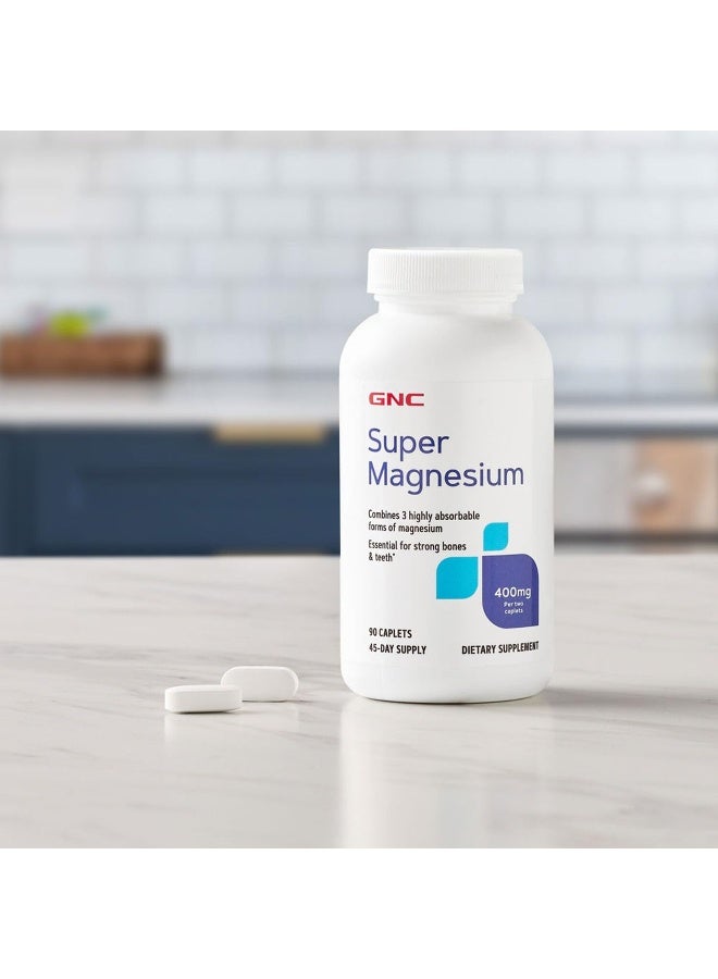 Super Magnesium 400Mg 90 Caplets Supports Strong Bones And Teeth