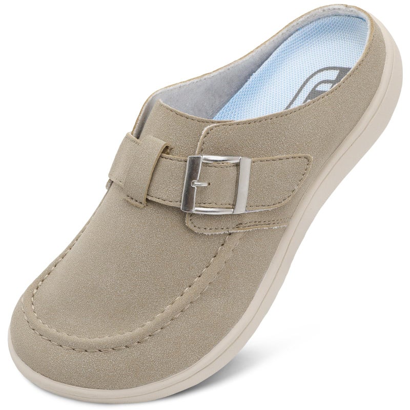 JOINFREE Womens Wide Clogs Slip on Diabetic Mules Adjustable Buckle Clog Slippers for Swollen Eedma Feet with Widths Taupe Size 9 - Image 1