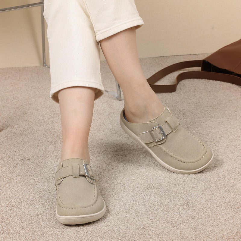 JOINFREE Womens Wide Clogs Slip on Diabetic Mules Adjustable Buckle Clog Slippers for Swollen Eedma Feet with Widths Taupe Size 9 - Image 2