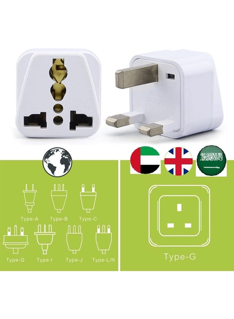 Double B traders [2-PC] USA/Canada/EU/AU to UAE Dubai UK HK Plug Converter, 3-Pin Travel Adapter Plug, Universal Socket Travel Adaptor Converter for Business Trip Holiday Hotel Airport (White) - Image 1