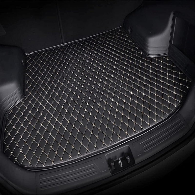 Custom Fit Leather Car Trunk Liner for MG 4 2022-2023, Waterproof Anti-Slip All-Weather Cargo Mat Boot Protection All Weather,Black-Beige - Image 1