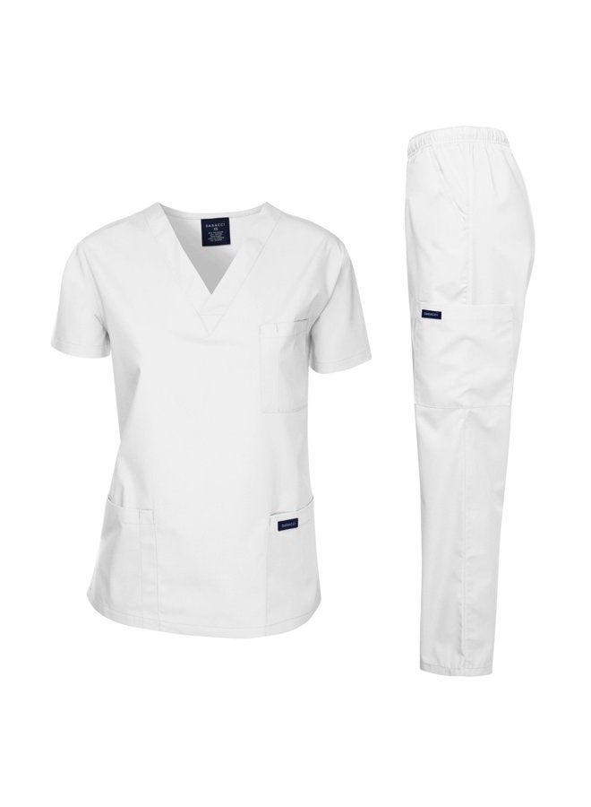 DAGACCI Medical Uniform Set for Women and Men, White, XS - Image 1