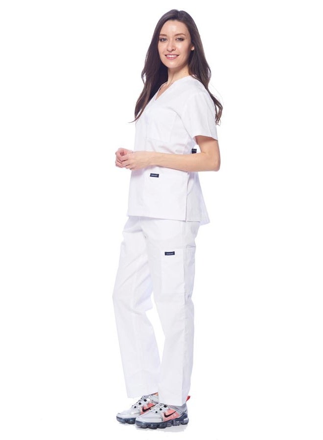 DAGACCI Medical Uniform Set for Women and Men, White, XS - Image 3