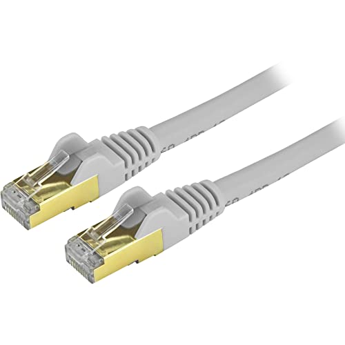 StarTech.com 3 ft CAT6a Ethernet Cable - 10 Gigabit Shielded Snagless RJ45 100W PoE Patch Cord - 10GbE STP Category 6a Network Cable - Gray Fluke Tested UL/TIA Certified (C6ASPAT3GR) Grey - Image 1
