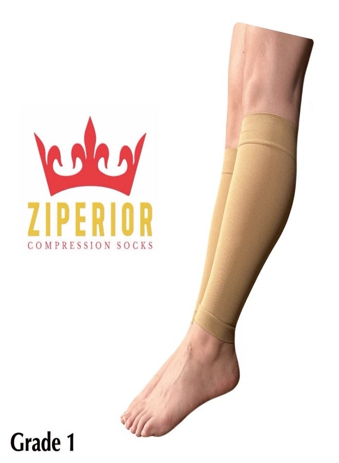 Ziperior أكمام ضغط من زيبيريور 15-20 مم زئبق للساق والساق بدون قدم، أكمام داخلية بسحاب (لون بيج، مقاس كبير-كبير جدًا) - Image 3