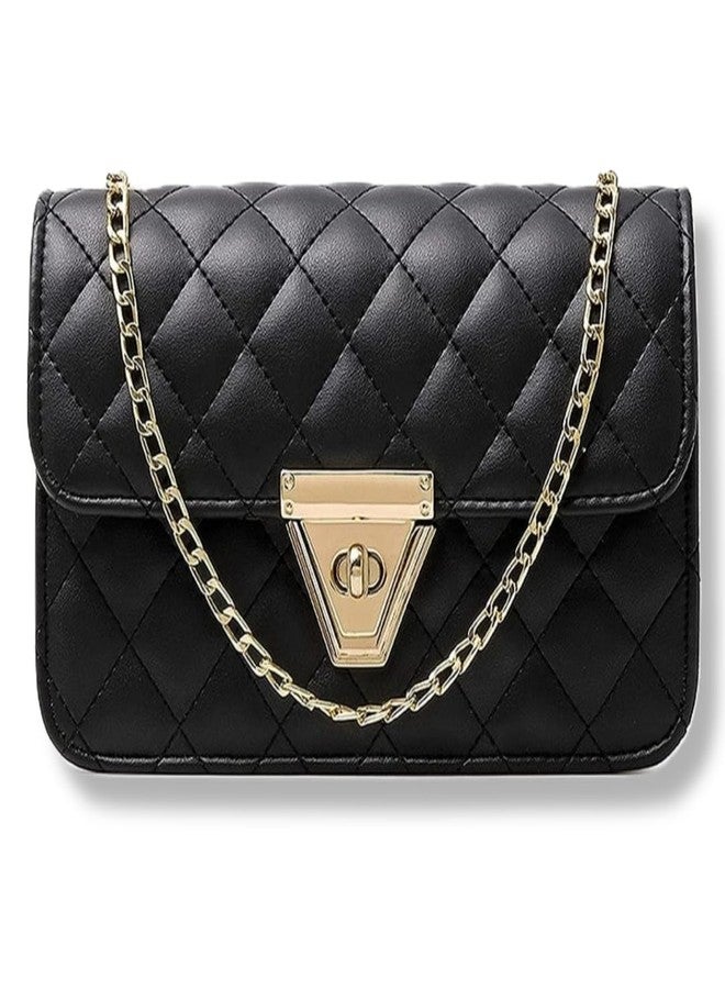 Nexeura Women's Quilted PU Leather Crossbody Shoulder Bag | Stylish Clutch Purse with Gold Chain | Designer Party Sling Bag for Girls & Women | Elegant Evening Handbag for Wedding & Travel Use - Image 1