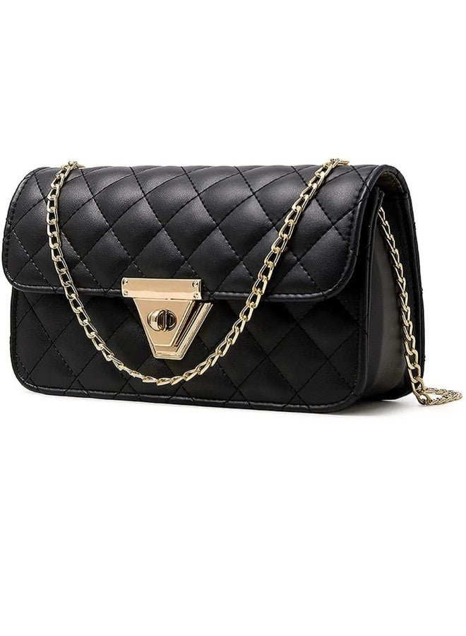 Nexeura Women's Quilted PU Leather Crossbody Shoulder Bag | Stylish Clutch Purse with Gold Chain | Designer Party Sling Bag for Girls & Women | Elegant Evening Handbag for Wedding & Travel Use - Image 2