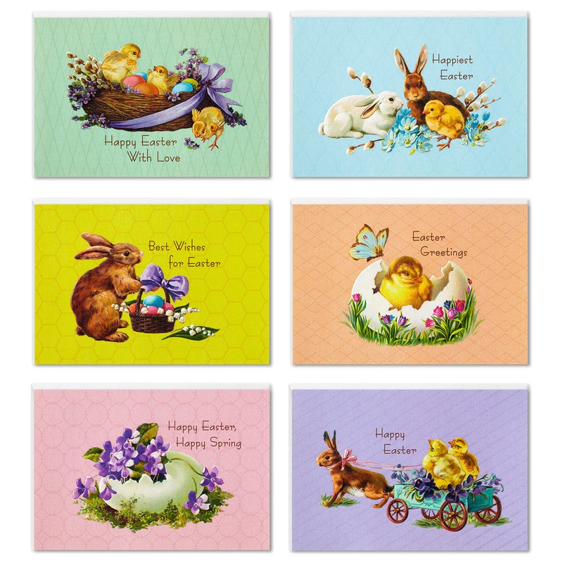 Hallmark Vintage Easter Cards Assortment, Chicks and Bunnies (24 Cards with Envelopes) - Image 1