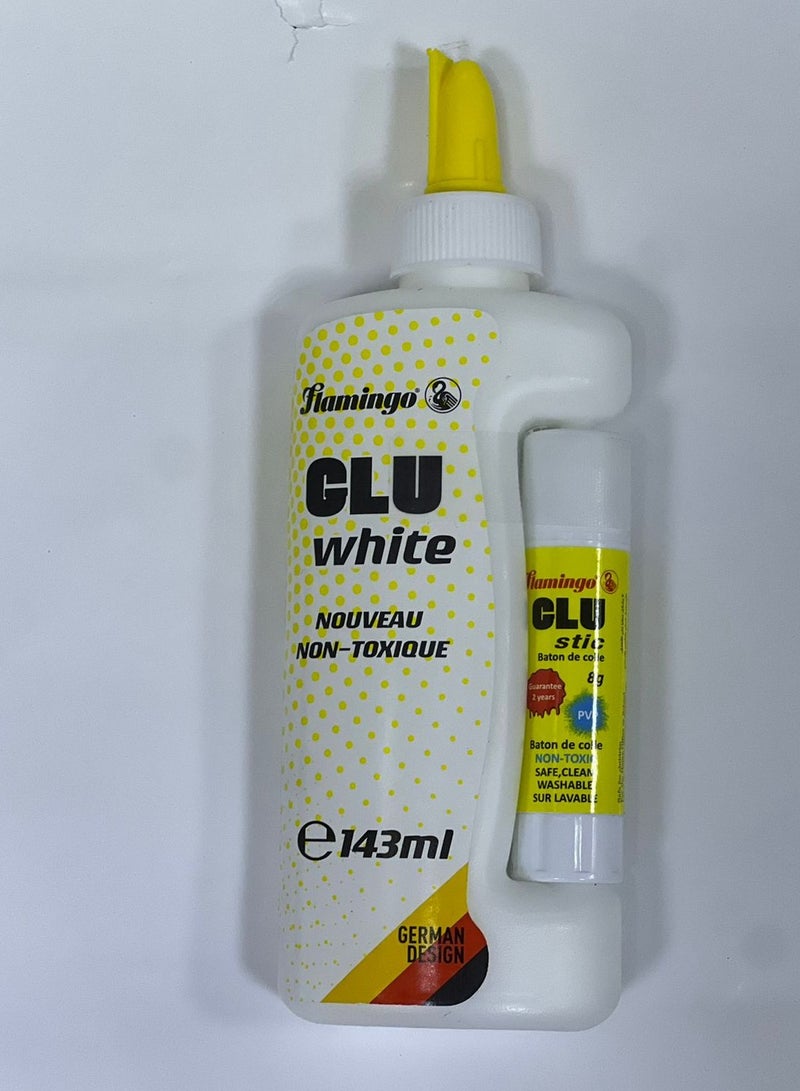 Flamingo 143ml White Glue with 8gm Glue Stick - Image 1