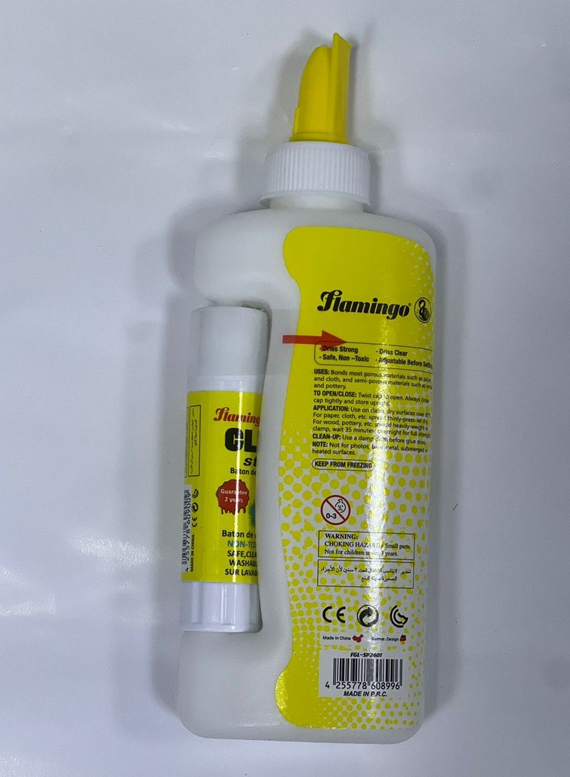 Flamingo 143ml White Glue with 8gm Glue Stick - Image 2
