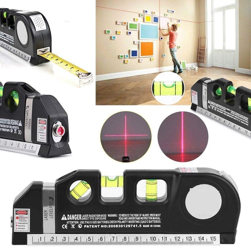Stockyhut Stockyhut Laser Level Tool Multipurpose Laser Level Kit Standard Cross Standard Measure Tape and Metric Rulers for Hanging Pictures Tile Walls With Metric Rulers  - Image 4