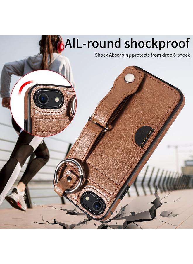 اس-توب جراب لهاتف iPhone 7 / 8 / SE 2022 من جلد العجل مع حلقة لفتحة بطاقة المعصم - Image 5