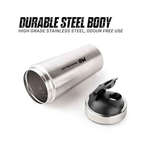 MuscleBlaze Stainless Steel Gym Shaker (Silver, 700ml) | 100% Leak-Proof - Image 2