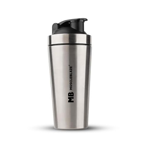 MuscleBlaze Stainless Steel Gym Shaker (Silver, 700ml) | 100% Leak-Proof - Image 1
