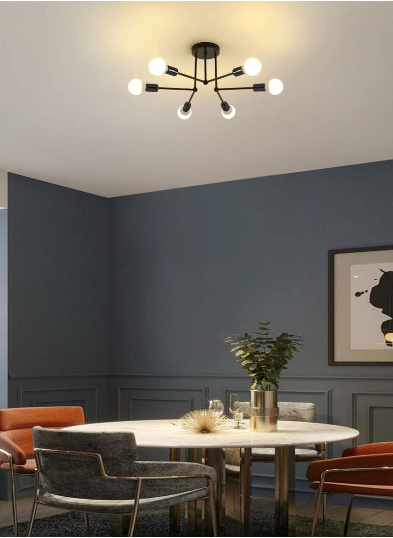 XiuWoo - Modern Ceiling Lights Fixture, 6-Light E27 Base Gold Sputnik Chandelier, Semi Flush Mount Ceiling Lamp for Bedroom Living Room Kitchen (Bulbs NOT Included) - Image 1