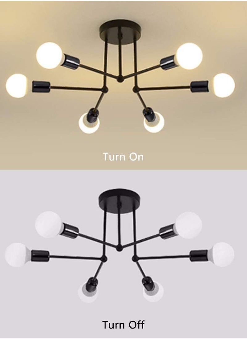XiuWoo - Modern Ceiling Lights Fixture, 6-Light E27 Base Gold Sputnik Chandelier, Semi Flush Mount Ceiling Lamp for Bedroom Living Room Kitchen (Bulbs NOT Included) - Image 1