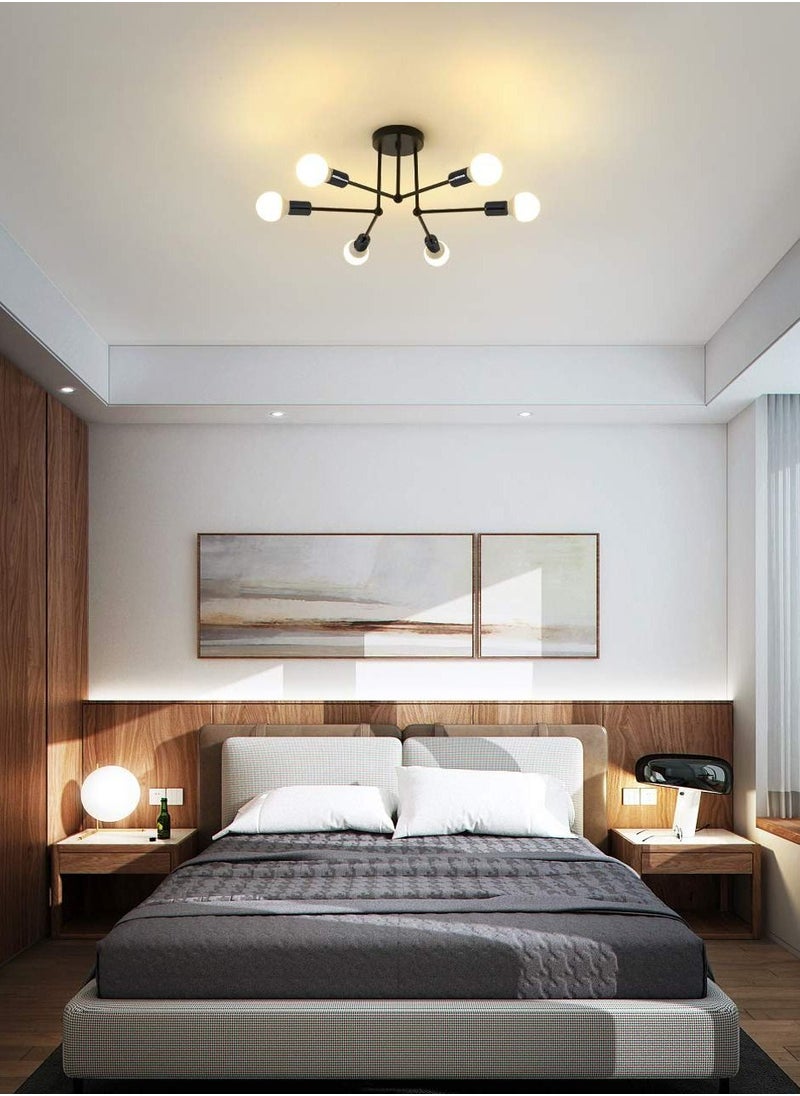 XiuWoo - Modern Ceiling Lights Fixture, 6-Light E27 Base Gold Sputnik Chandelier, Semi Flush Mount Ceiling Lamp for Bedroom Living Room Kitchen (Bulbs NOT Included) - Image 1