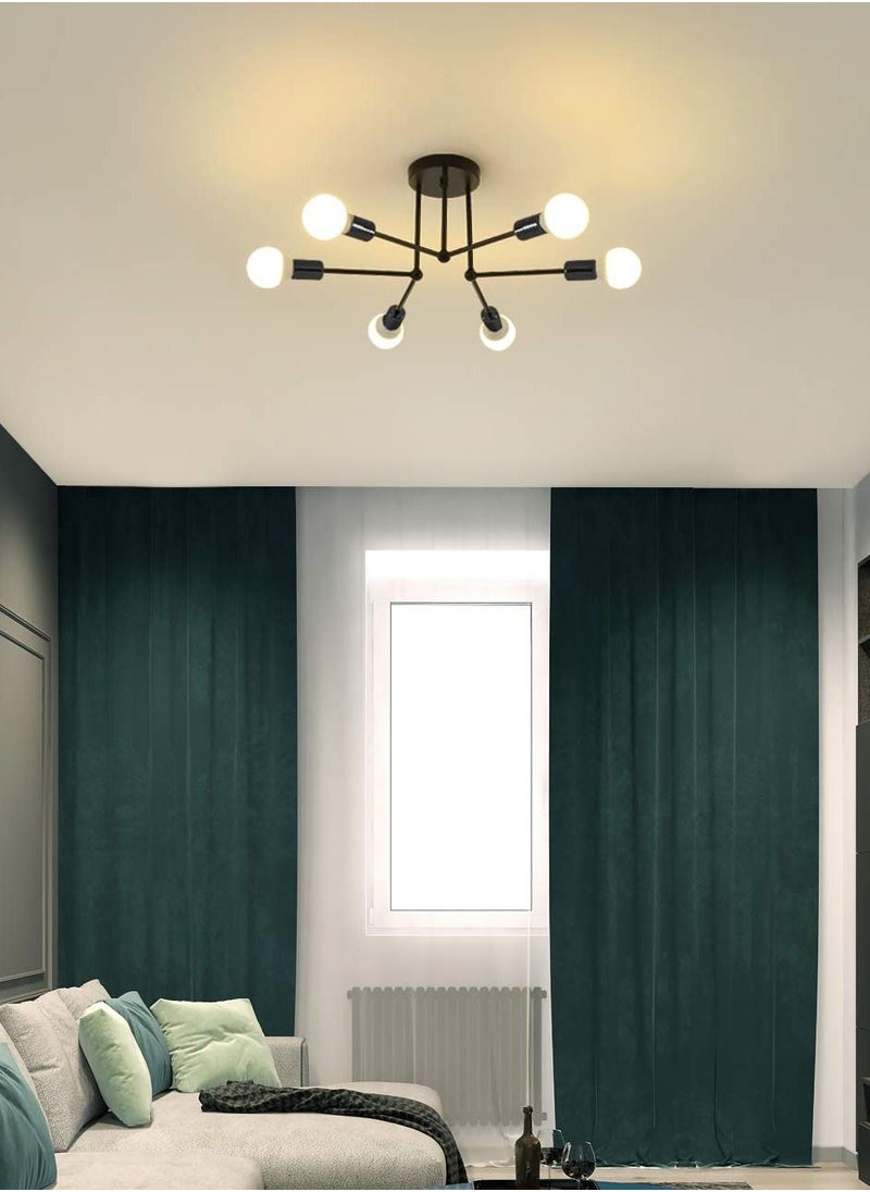 XiuWoo - Modern Ceiling Lights Fixture, 6-Light E27 Base Gold Sputnik Chandelier, Semi Flush Mount Ceiling Lamp for Bedroom Living Room Kitchen (Bulbs NOT Included) - Image 1