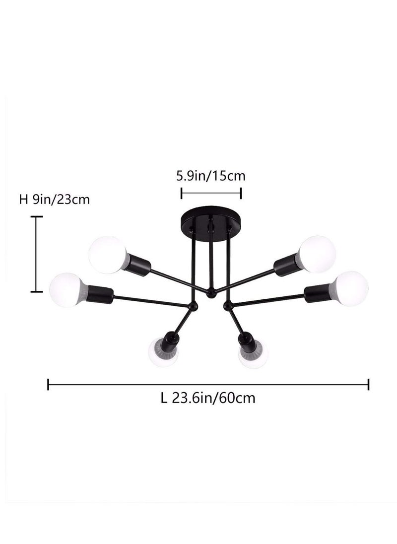 XiuWoo - Modern Ceiling Lights Fixture, 6-Light E27 Base Gold Sputnik Chandelier, Semi Flush Mount Ceiling Lamp for Bedroom Living Room Kitchen (Bulbs NOT Included) - Image 1