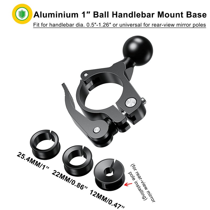iMESTOU 1 Ball Adapter for Handlebars Aluminium 1 inch Handlebar Ball Base Work with Ram Bike Phone Mounts 1 - Image 4
