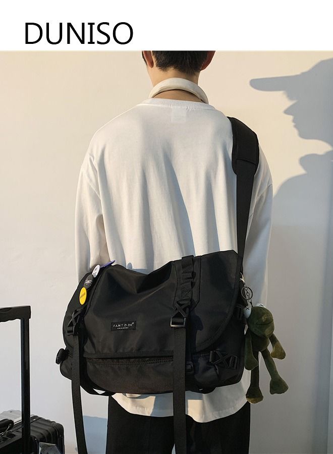 DUNISO Crossbody Bag for Men and Women Water Resistant Laptop Bag Casual Satchel Bags for Men Large School Computer Bag Travel Office Work Briefcase Fashion Messenger Shoulder Handbag, Black - Image 1